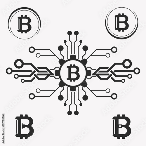 Bitcoin symbol template. Cryptocurrency badge.