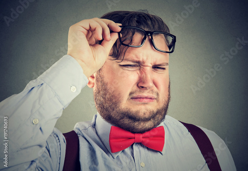 Принти на полотні Young grumpy man in detestation