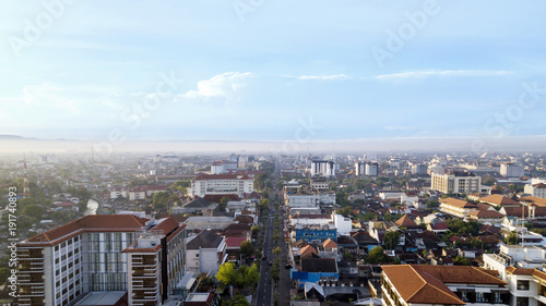 Beautiful aerial view of crowded residential house