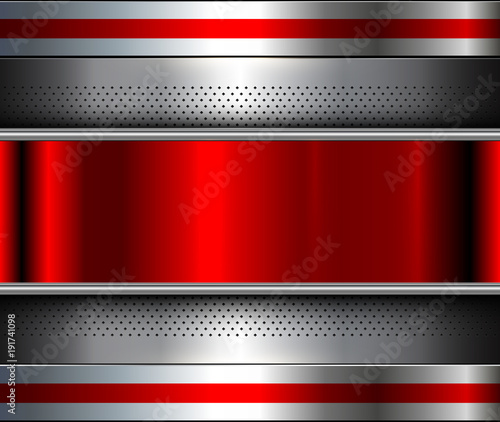 Metallic background silver red, polished steel texture