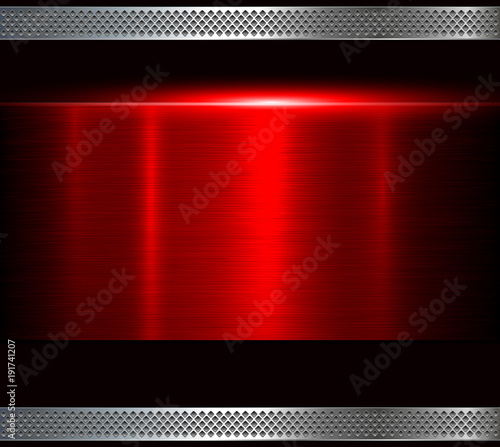 Metal background, red polished metallic texture