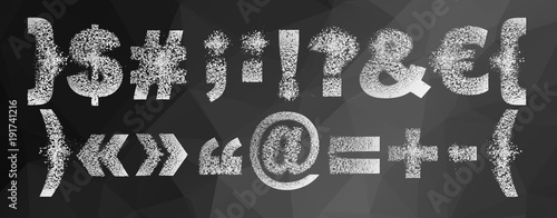 Set of vector letters, symbols with the effect of destruction