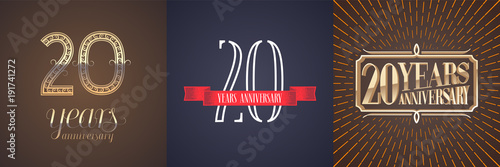 20 years anniversary vector icon, logo set