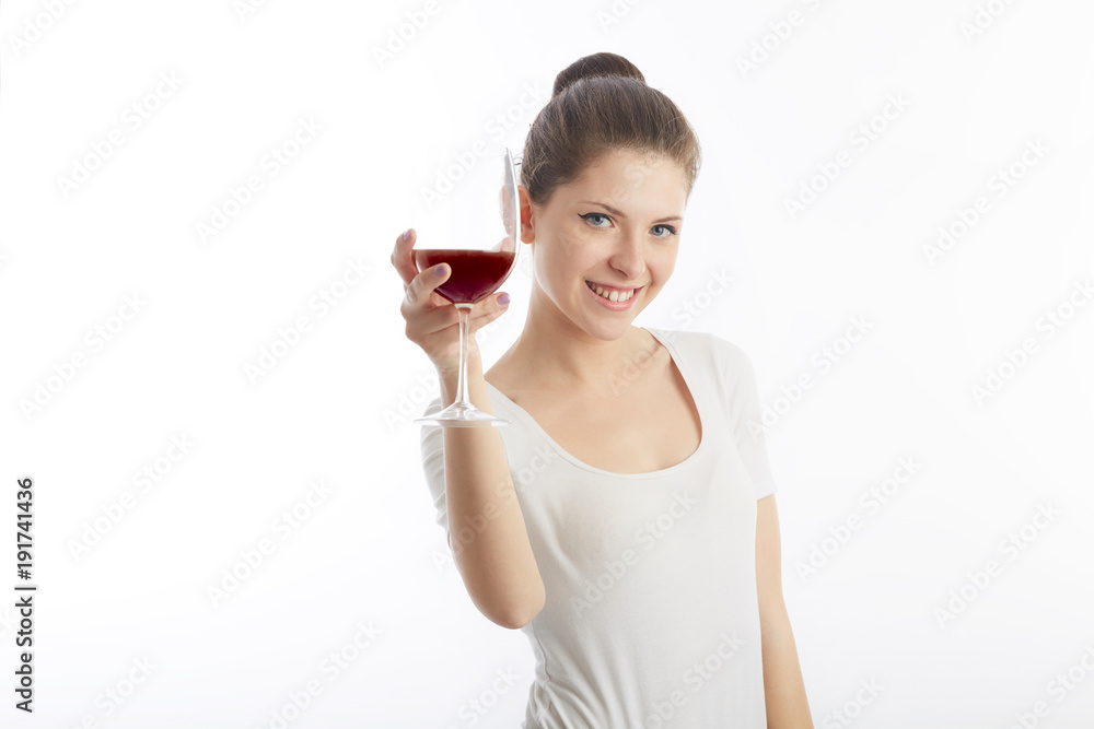 young woman hold and drink a glass of red wine young woman hold and drink a glass of red wine