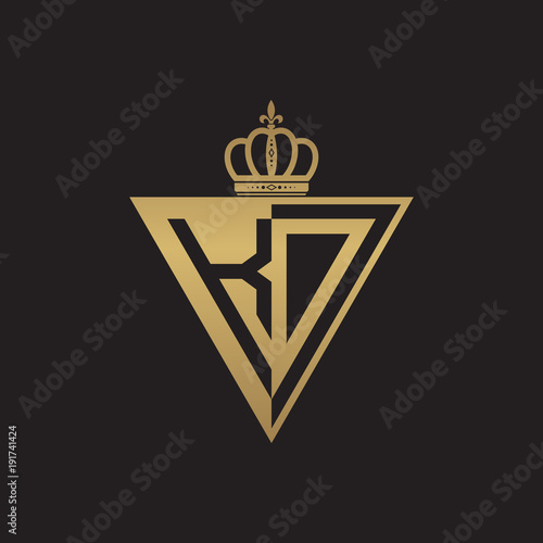 initial two letter half logo triangle gold