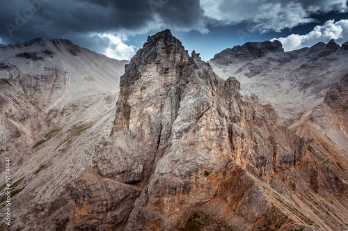 Wild rocky scenery in the Gravon del Forame  Cortina d Ampezzo  Dolomites  Italy