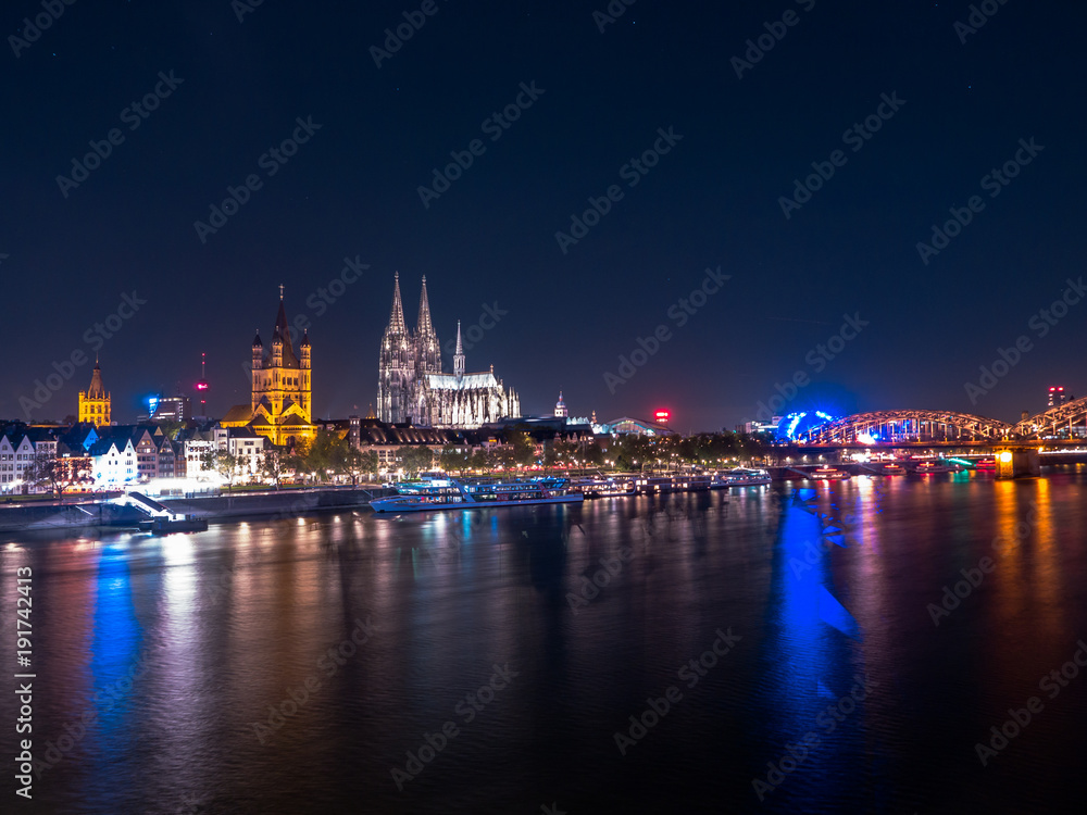 Panoramic View of Cologne, Germany at night