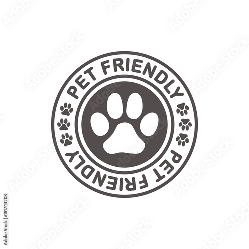 Pet friendly stamp. Vector illustration