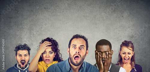 Εκτύπωση καμβά Women and men expressing anger, desperation, shock