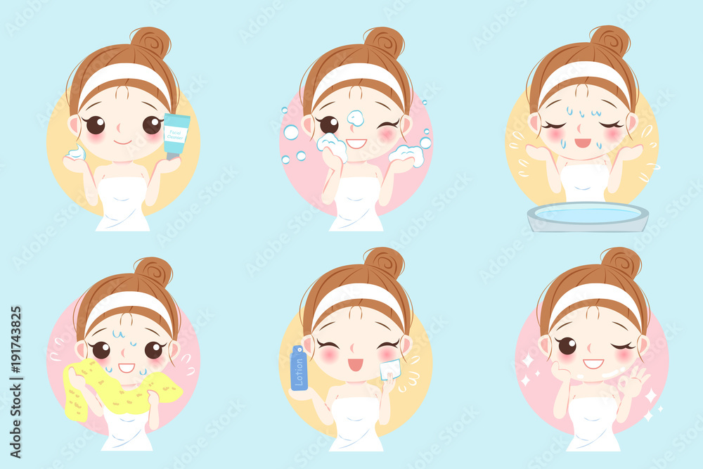 skin care woman wash face Stock Vector Adobe Stock