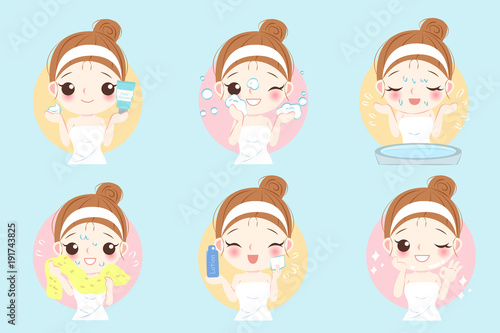 skin care woman wash face