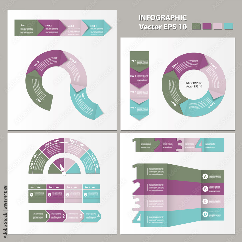 Fototapeta premium Process chart module. Infographic set.