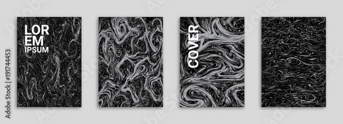 Abstract Background Cover/Flyer/Poster/Album Template Bundle -Chaotic Black & White Twirl Shapes Minimal Lines