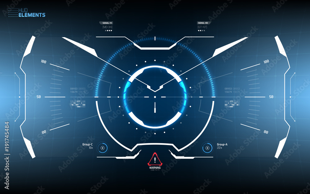 Sci-Fi Concept HUD Interface Screen. Virtual Reality View Display. Hologram Technology Sci-Fi Concept HUD Interface Screen. Virtual Reality View Display. Hologram Technology