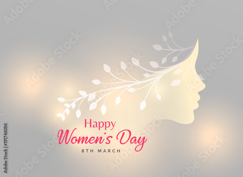 beautiful female face with floral decoration for happy women's day