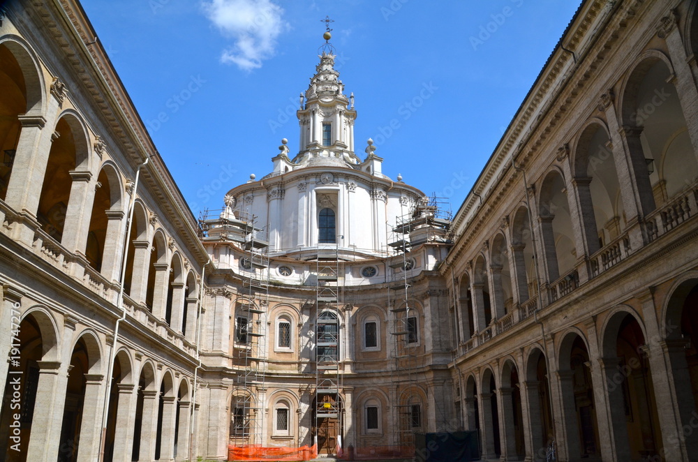 Church of Sant'Ivo alla Sapienza, in the heart of Rome, Italy. A baroque masterpiece
