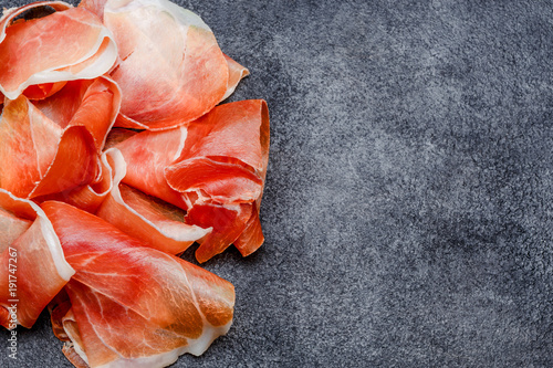 Bild auf Leinwand Italian prosciutto crudo or spanish jamon