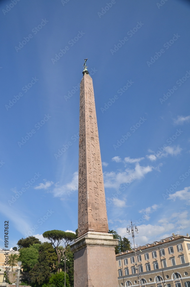 Piazza del popolo in Rome with its ancient egyptian obelisk
