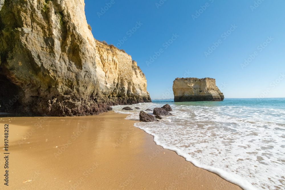 a tranquil beach scene from Lagos, Portugal