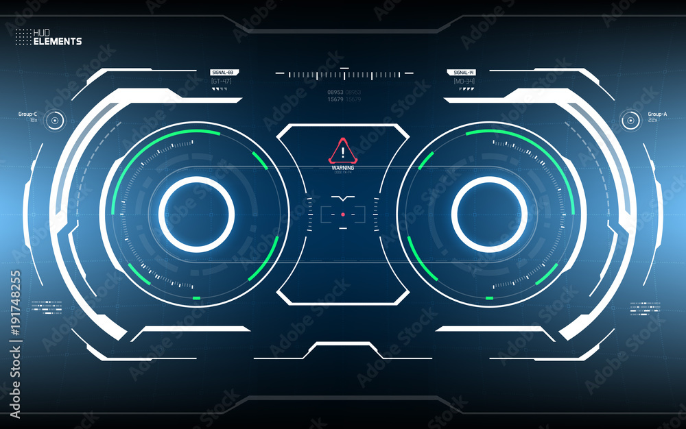 Sci-Fi Concept HUD Interface Screen. Virtual Reality View Display. Hologram Technology