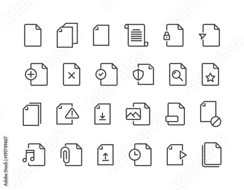 Set of File Related Vector Line Icons. Contains such Icons as Download, Video File and more. Editable Stroke. 48x48 Pixel Perfect. vector