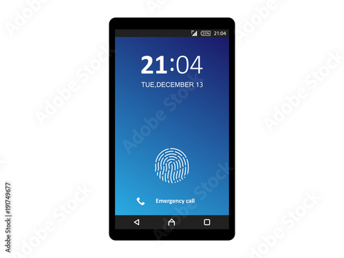 Mobile phone unlocked and set with fingerprint button and password notification vector, concept of security, personal access, user authorization, login, smartphone protection technology