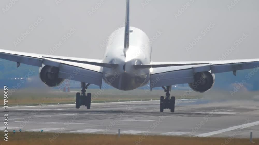 Widebody airplane landing at morning Widebody airplane landing at morning