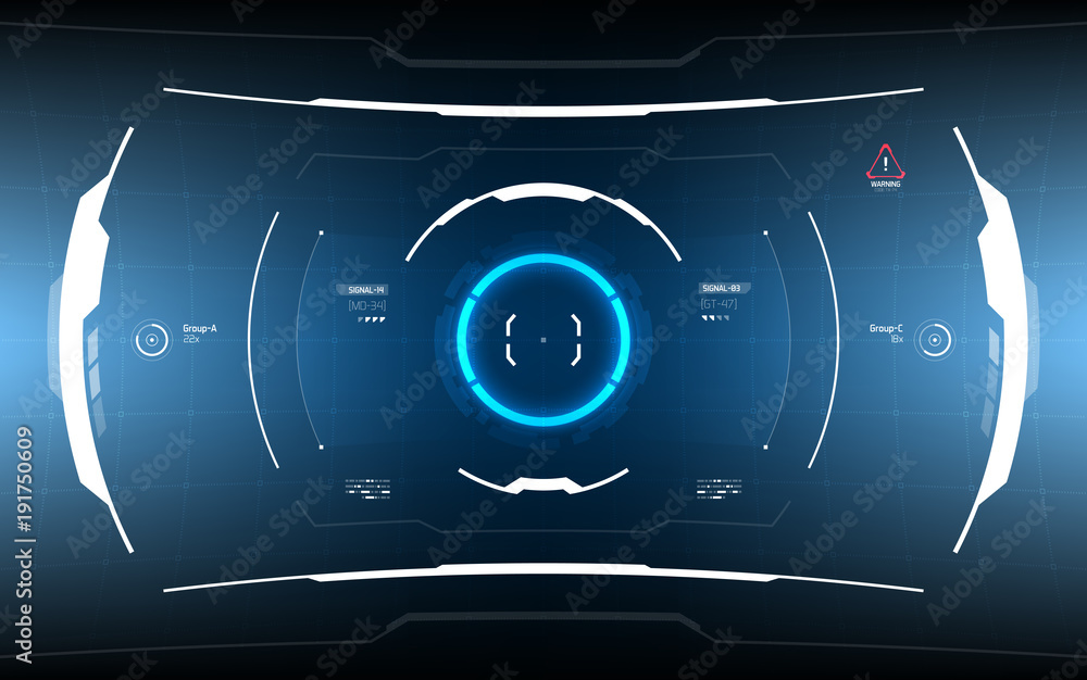 Naklejka premium Sci-Fi Concept HUD Interface Screen. Virtual Reality View Display. Hologram Technology