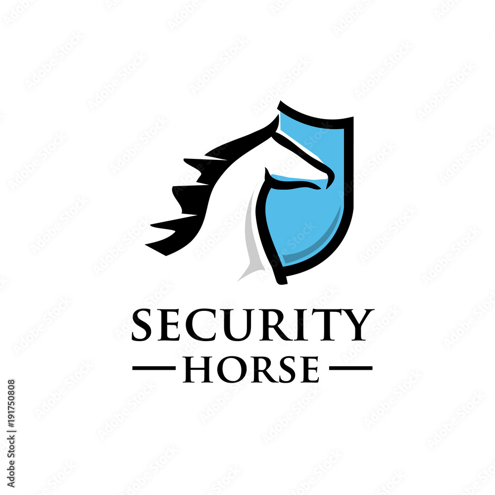 Fototapeta premium Horse head shield logo vector, Horse head profile graphic logo , Stylish horse head outline logo vector