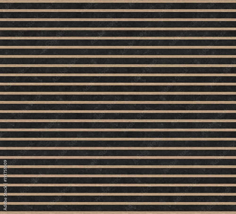 Wooden beams on a black metal surface. Top view. 3D visualization. Seamless texture. Wooden beams on a black metal surface. Top view. 3D visualization. Seamless texture.