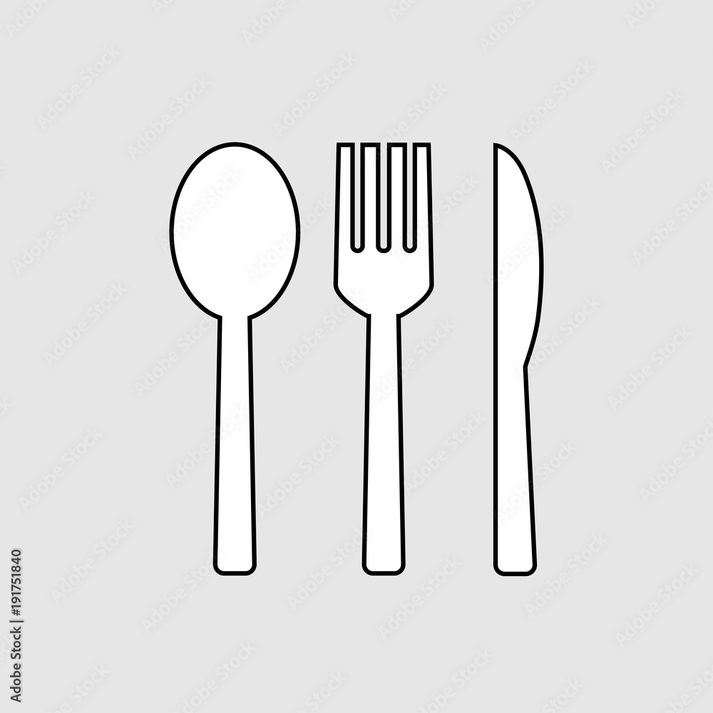 Fork and spoon and knife icon