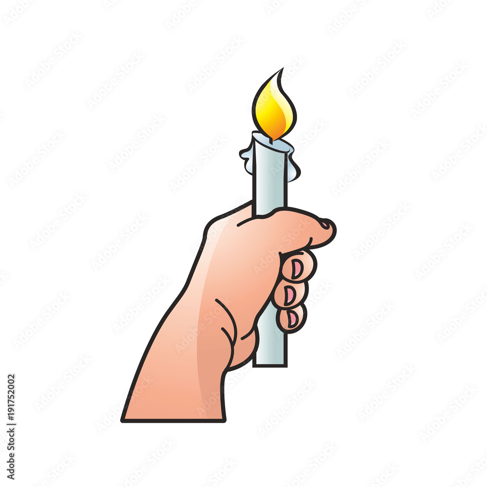hand holding lit candle vector cartoon Stock Vector Adobe Stock