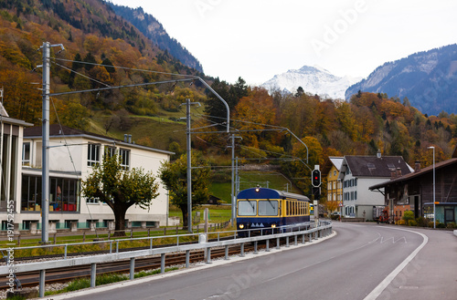rural road in switzerland near the mountain jungfrau
