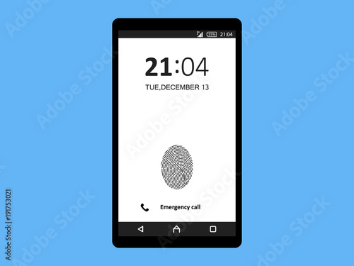 Mobile phone unlocked and set with fingerprint button and password notification vector