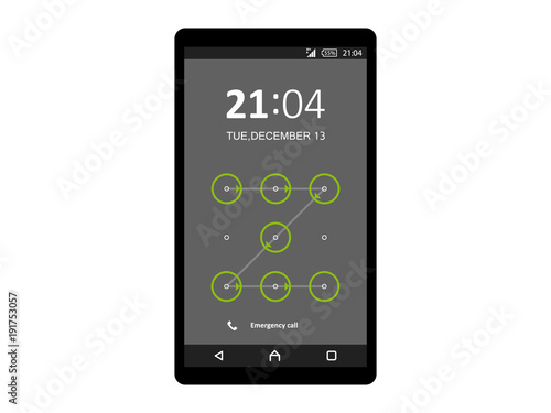 Mobile phone unlocked and set with pattern and password notification vector