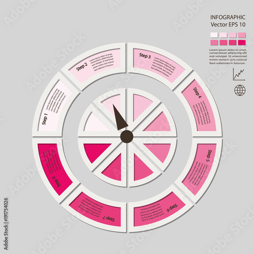 Infographics. Process chart module. Template for cycling diagram, graph, presentation and round chart.