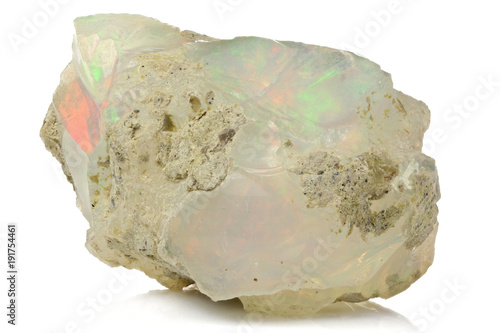 Ethiopian welo opal isolated on white background photo