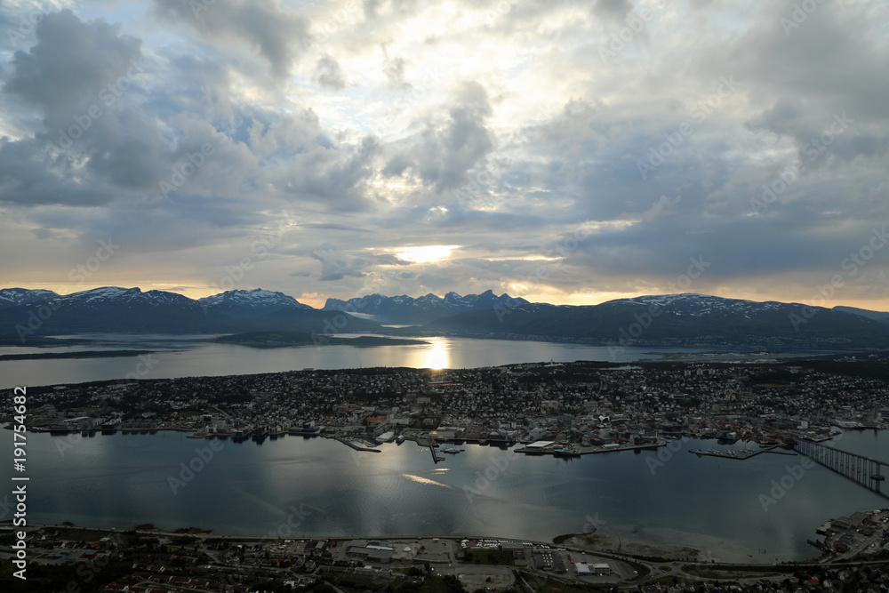 Midnight-sun at Tromso city, Norway