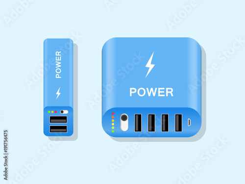 Power bank icon, portable charging device, vector illustration