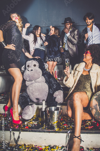 Friends having party in a nightclub