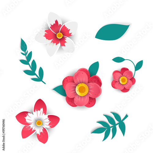 Paper cut style of  bright flowers.