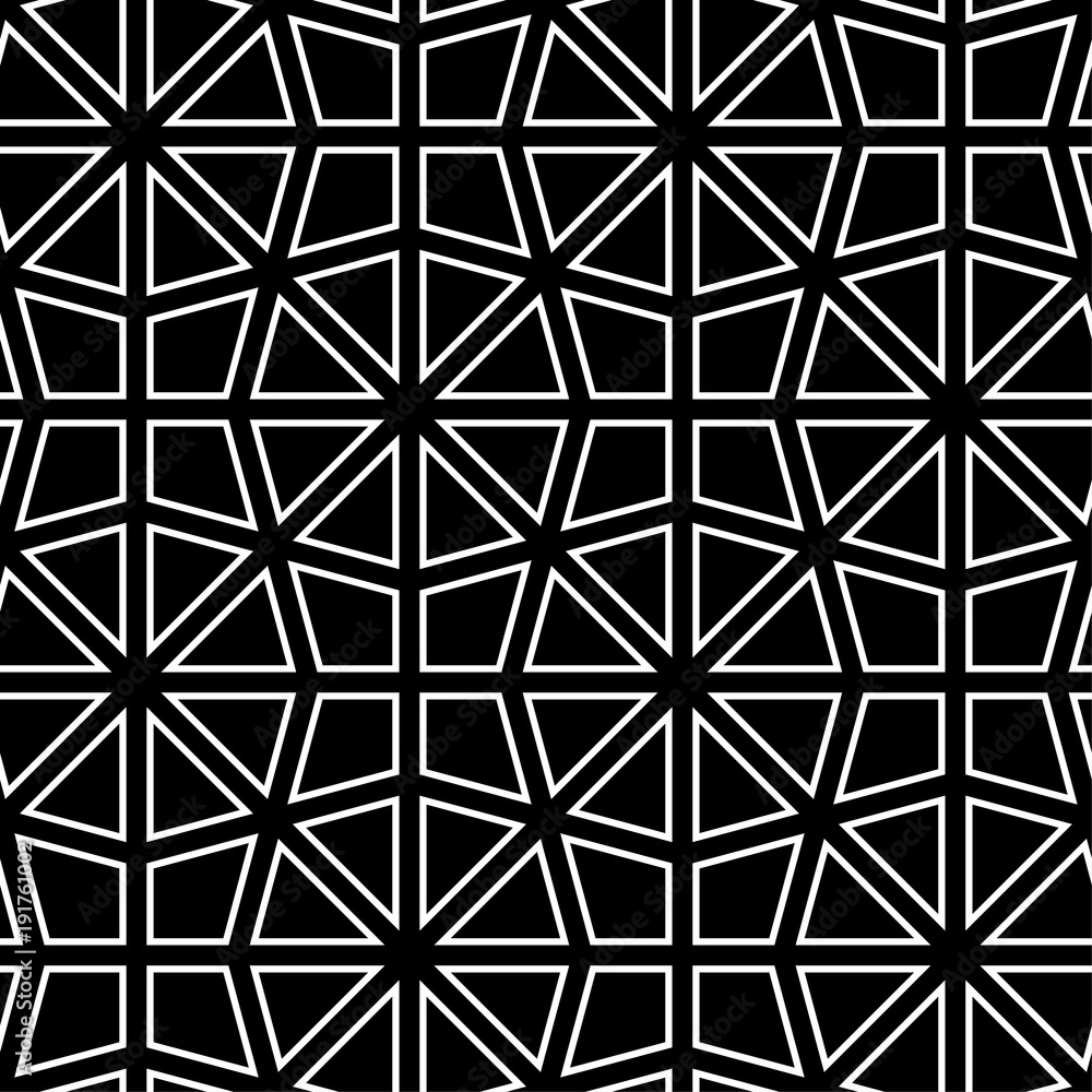 Fototapeta premium Black and white monochrome geometric seamless pattern
