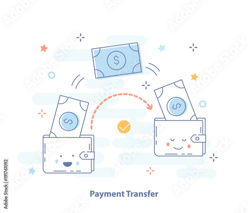 Premium Quality Line Icon And Concept Set: People sending and receiving money, payments between the wallets.