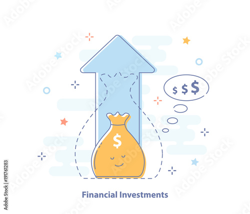 Compound interest, added value, financial investments stock market, future income growth, revenue increase, money return, pension fund plan, budget management, savings account, banking vector icon.