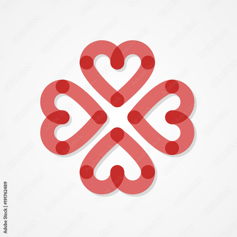 Geometric heart symbol.  Flat design, vector illustration