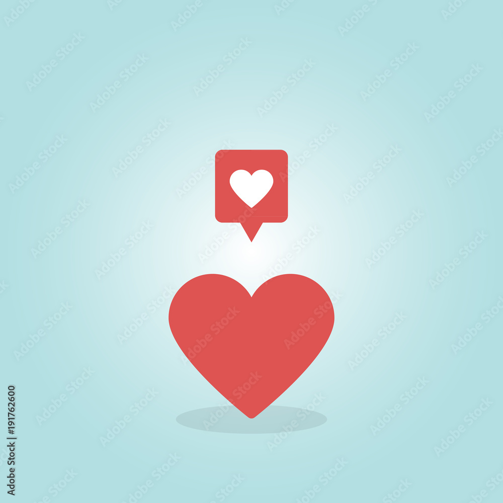 Fototapeta premium Concept of love in social media. Flat design, vector illustration