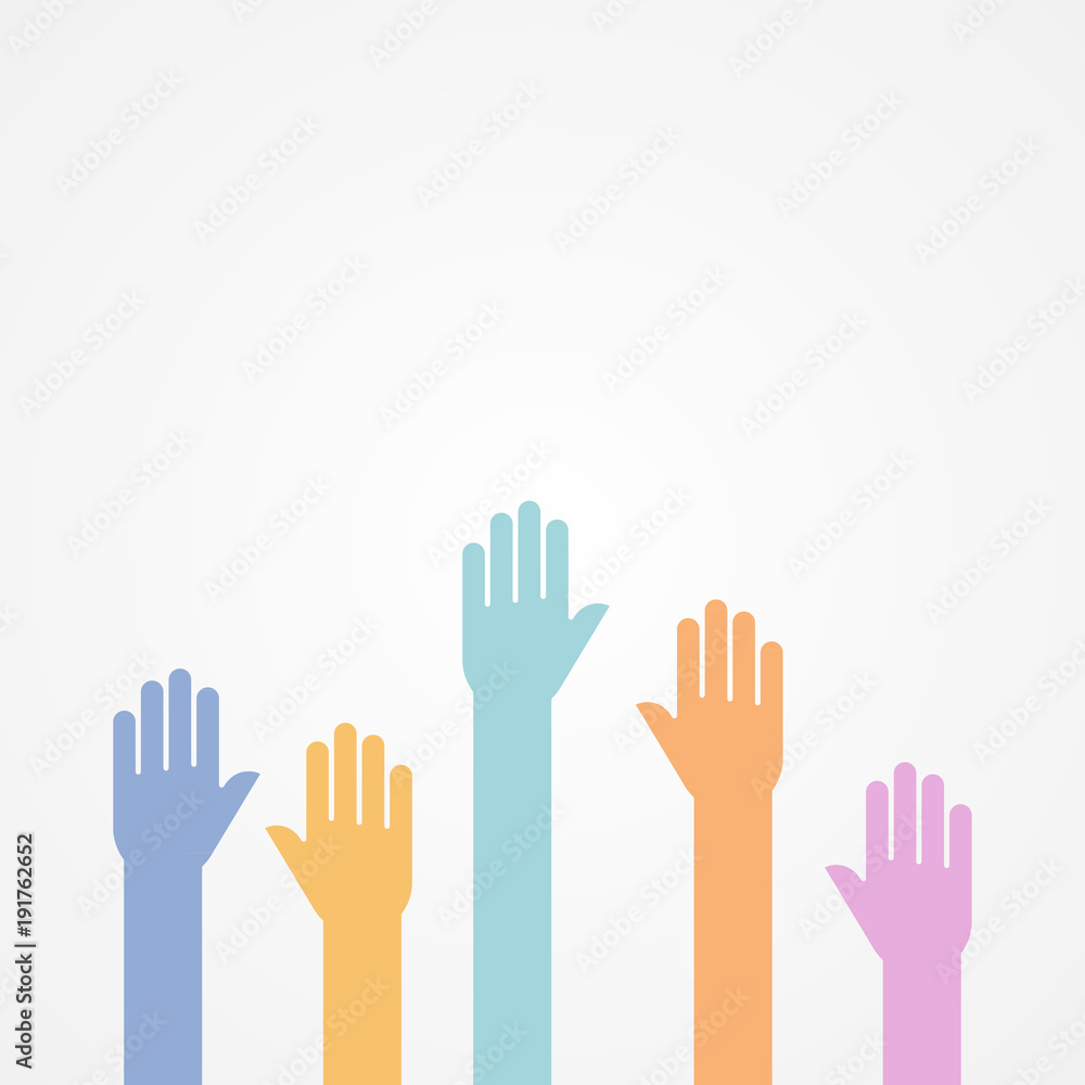 Hands up. Flat design, vector illustration Hands up. Flat design, vector illustration