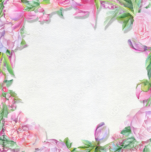 Wallpaper Mural Beautiful frame with peonies Torontodigital.ca