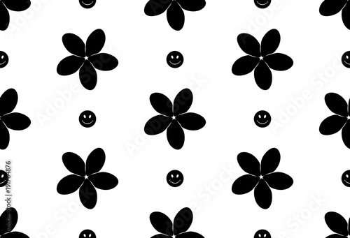 Black and white seamless flower pattern. Abstract background © Kenall