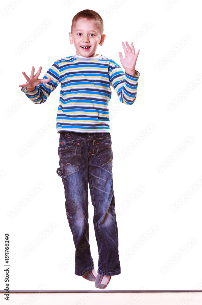 Little boy jump have fun alone at home.. Little boy jump have fun alone at home..